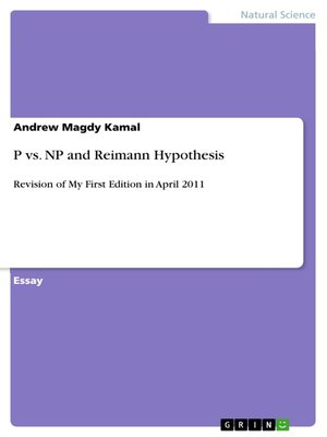 cover image of P vs. NP and Reimann Hypothesis